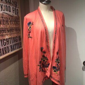 nwot paparazzi cascading lightweight jacket hand embroidered medium womens